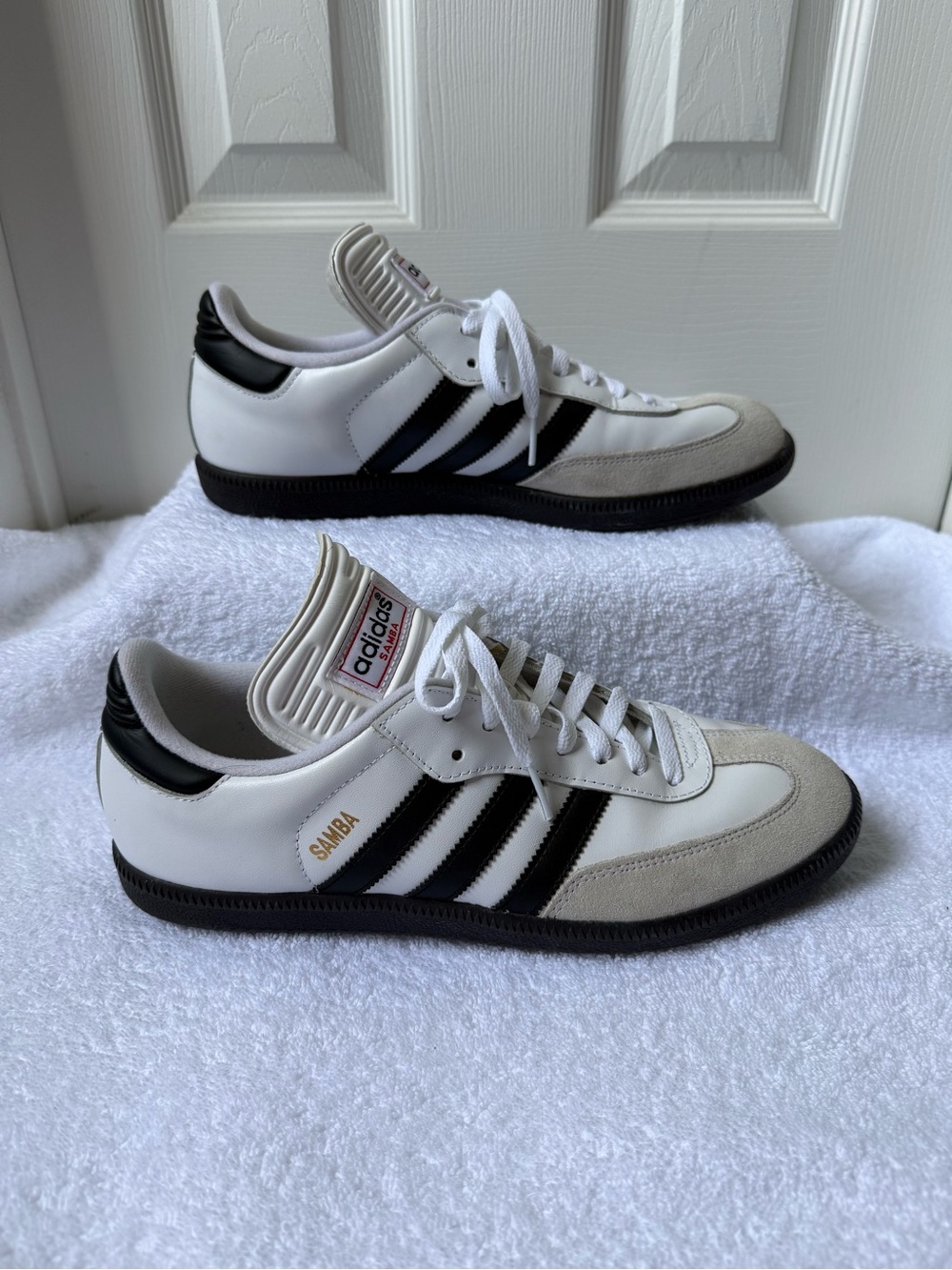 adidas Samba Classic White Black Leather Sneakers 10 Men’s